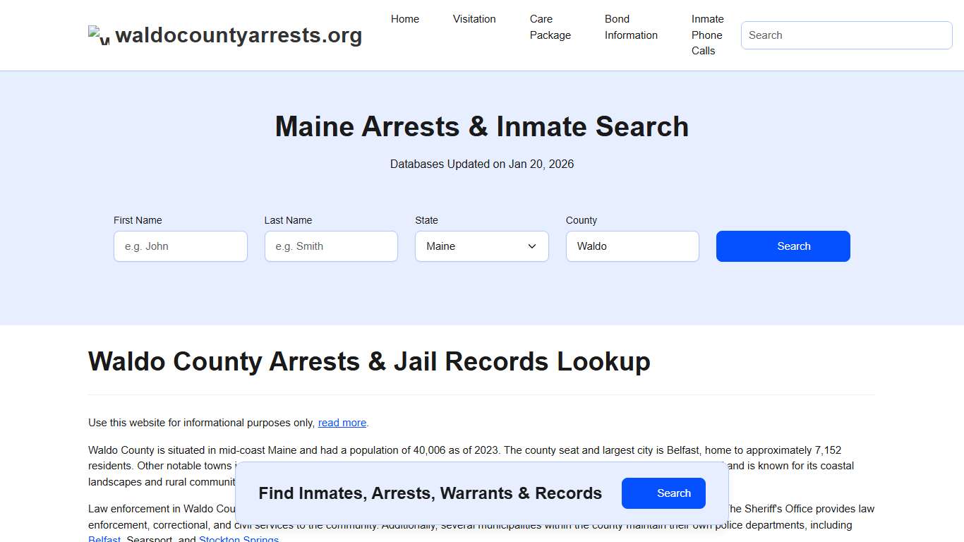 Waldo County, ME Arrests, Warrants, Police Records Search
